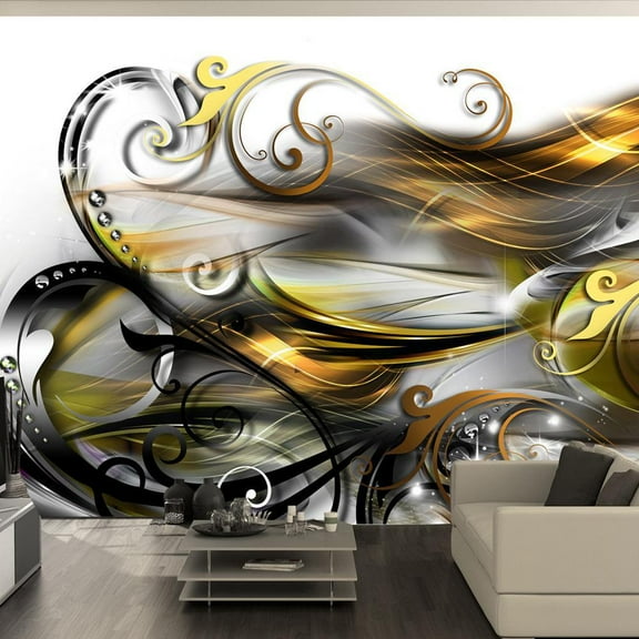 Tiptophomedecor Peel and Stick Glam Wallpaper Wall Mural - Gold Expression - Removable Wall Decals