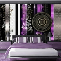 Tiptophomedecor Peel and Stick Glam Wallpaper Wall Mural - Purple Harmony - Removable Wall Decals