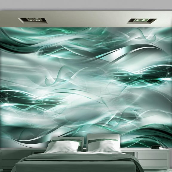 Tiptophomedecor Peel and Stick Glam Wallpaper Wall Mural - Turquoise Ocean - Removable Wall Decals
