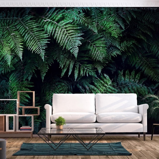 Tiptophomedecor Peel and Stick Jungle Wallpaper Wall Mural - Dark Green ...