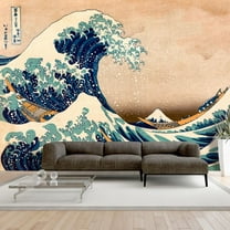 Tiptophomedecor Peel and Stick Ocean Wallpaper Wall Mural - The Great Wave Off Kanagawa Reproduction - Removable Wall Decals