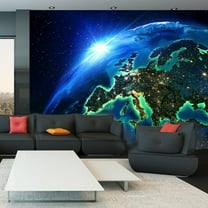Tiptophomedecor Peel and Stick Space Wallpaper Wall Mural - The Blue Planet - Removable Wall Decals