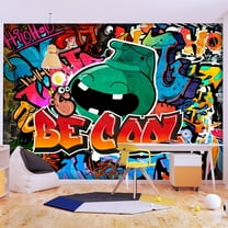 Tiptophomedecor Peel and Stick Street Art Wallpaper Wall Mural - Be Cool Graffiti - Removable Wall Decals