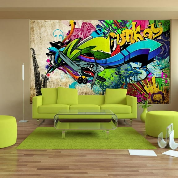 Tiptophomedecor Peel and Stick Street Art Wallpaper Wall Mural - Funky Graffiti - Removable Wall Decals