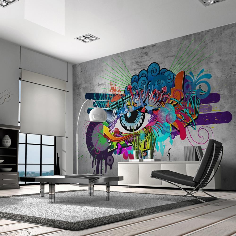 IDEA4WALL Vibrant Graffi Street Paint Peel & Stick Abstract Wall Mural