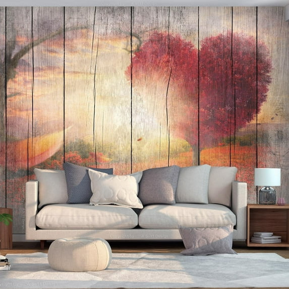 Tiptophomedecor Peel and Stick Vintage Wallpaper Wall Mural - Autumnal Love - Removable Wall Decals
