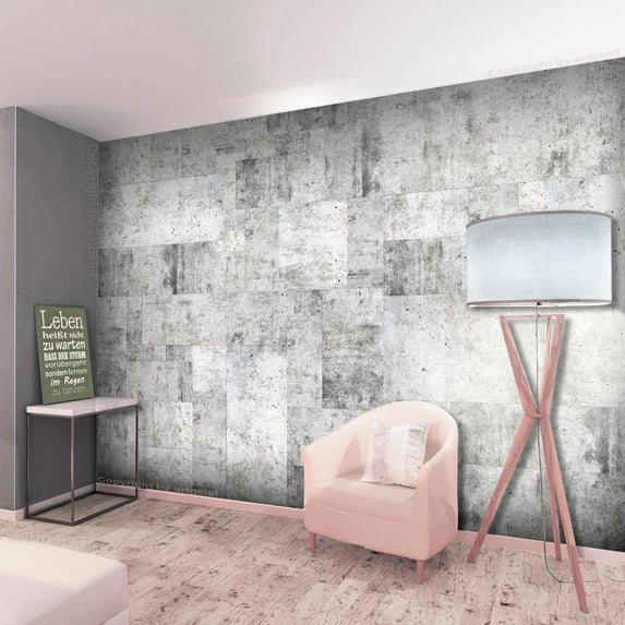 Tiptophomedecor Peel and Stick Wallpaper Wall Mural - Abstract Concrete Tiles Background- Removable Wall Decals
