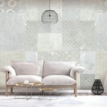 Tiptophomedecor Peel and Stick Wallpaper Wall Mural - Abstract Concrete Tiles - Removable Wall Decals