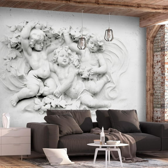 Tiptophomedecor Peel and Stick Wallpaper Wall Mural - Angels Wall Sculpture - Removable Wall Decals
