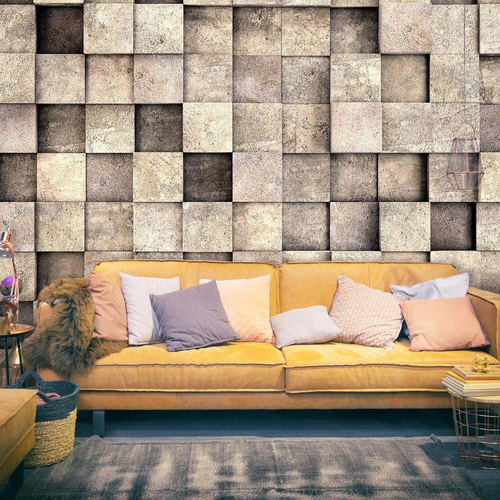 Tiptophomedecor Peel and Stick Wallpaper Wall Mural Beige Concrete 3D