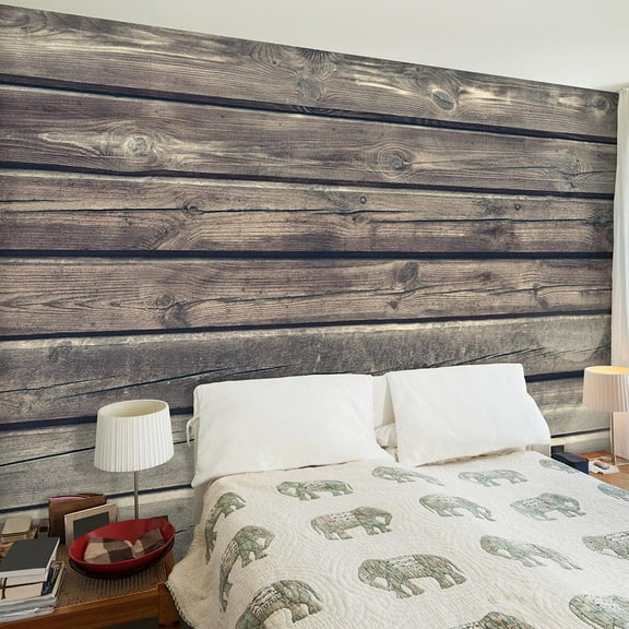 Tiptophomedecor Peel and Stick Wallpaper Wall Mural - Country Style Wooden Planks - Removable Wall Decals