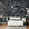 thumbnail image 1 of Tiptophomedecor Peel and Stick Wallpaper Wall Mural - Dark Big Stone Wall - Removable Wall Decals, 1 of 3