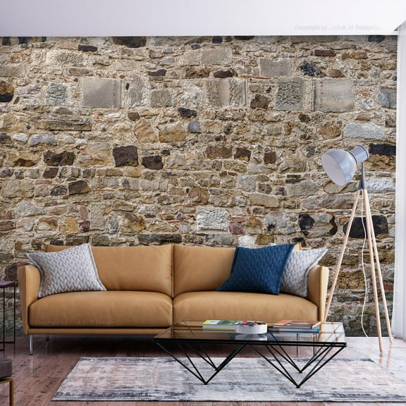 Tiptophomedecor Peel and Stick Wallpaper Wall Mural - Elegant Old Stone Wall - Removable Wall Decals