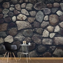 Tiptophomedecor Peel and Stick Wallpaper Wall Mural - Fortress Rocks and Stones - Removable Wall Decals