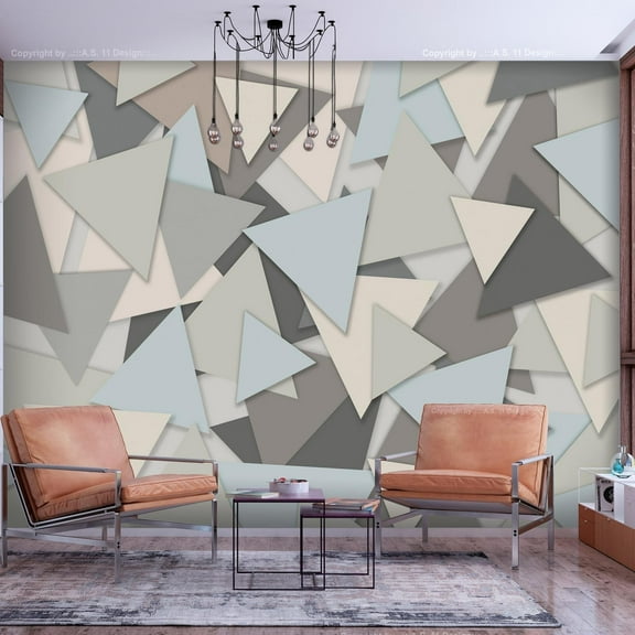 Tiptophomedecor Peel and Stick Wallpaper Wall Mural - Geometric Abstract Triangle Puzzle - Removable Wall Decals
