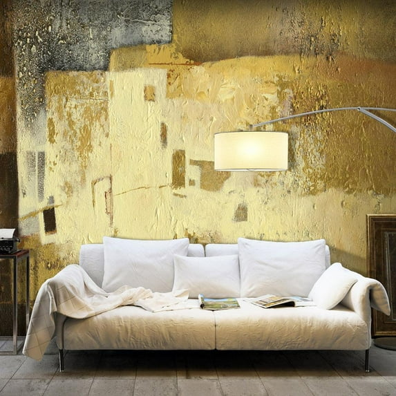 Tiptophomedecor Peel and Stick Wallpaper Wall Mural - Golden Abstract Art Background - Removable Wall Decals