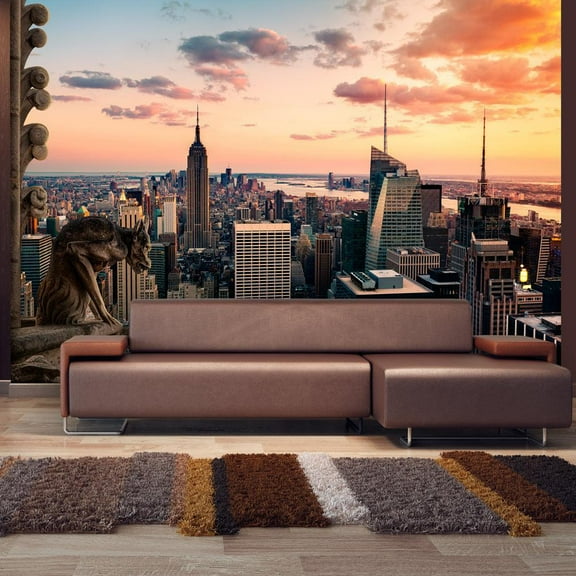 Tiptophomedecor Peel and Stick Wallpaper Wall Mural - New York At Sunset - Removable Wall Decals