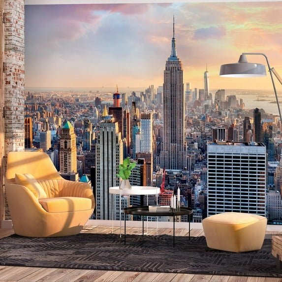 Tiptophomedecor Peel and Stick Wallpaper Wall Mural - New York Skyline - Removable Wall Decals