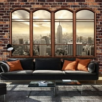Tiptophomedecor Peel and Stick Wallpaper Wall Mural - New York Window Brick Wall - Removable Wall Decals