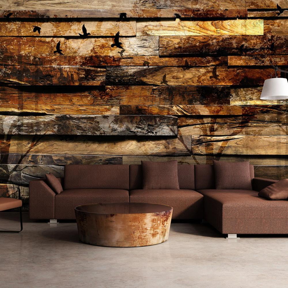 Tiptophomedecor Peel and Stick Wallpaper Wall Mural - Old Cabin Wood ...