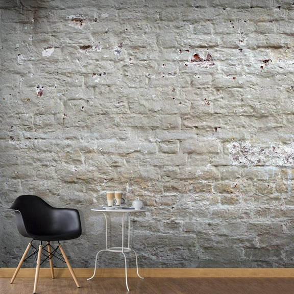 Tiptophomedecor Peel and Stick Wallpaper Wall Mural - Old White Brick Wall - Removable Wall Decals
