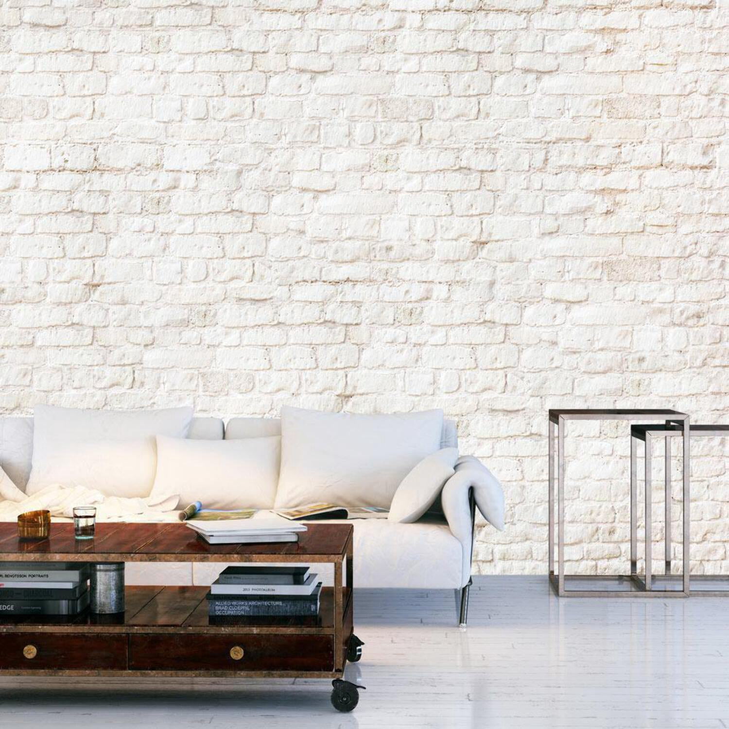 Tiptophomedecor Peel and Stick Wallpaper Wall Mural - White Painted ...