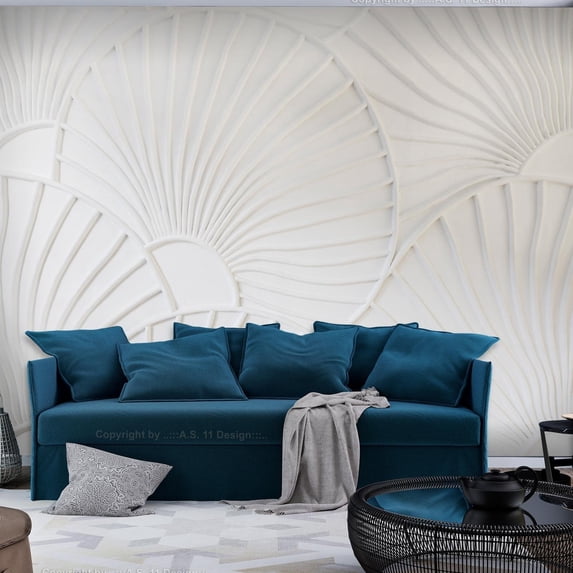 Tiptophomedecor Peel and Stick Wallpaper Wall Mural - White Texture Fantasy - Removable Wall Decals