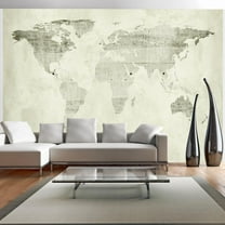 Tiptophomedecor Peel and Stick World Map  Wallpaper Wall Mural - Green Wood World Map - Removable Wall Decals