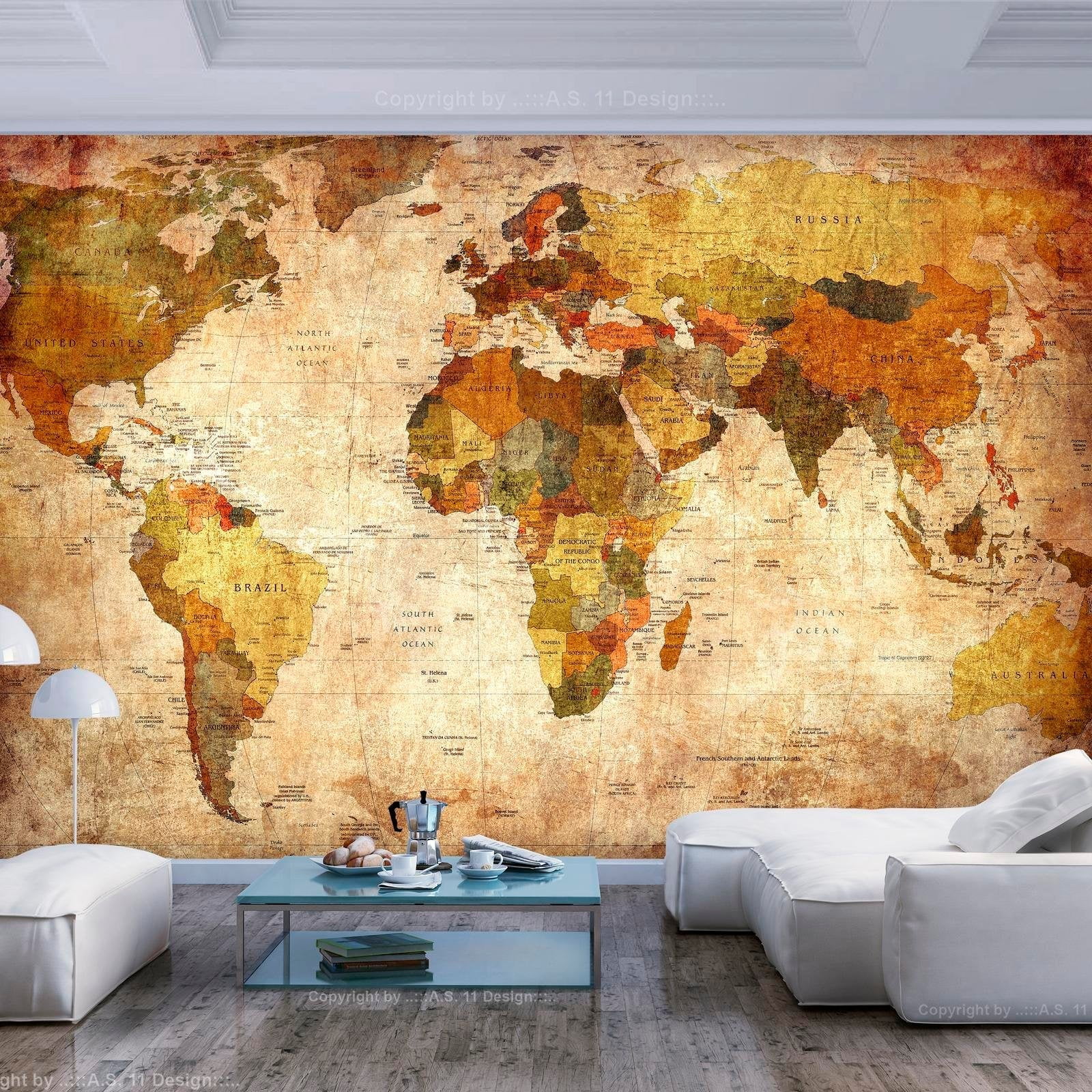 Tiptophomedecor Peel and Stick World Map Wallpaper Wall Mural Old Vintage World Map