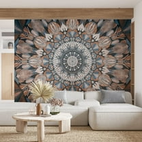 Tiptophomedecor Peel and Stick Zen Wallpaper Wall Mural - Geometric Mandala - Removable Wall Decals