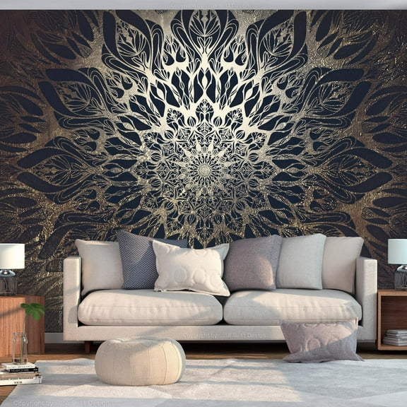 Tiptophomedecor Peel and Stick Zen Wallpaper Wall Mural - Glamour Mandala - Removable Wall Decals