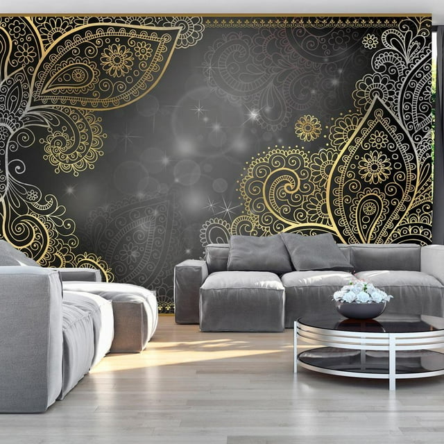 Tiptophomedecor Peel and Stick Zen Wallpaper Wall Mural Golden