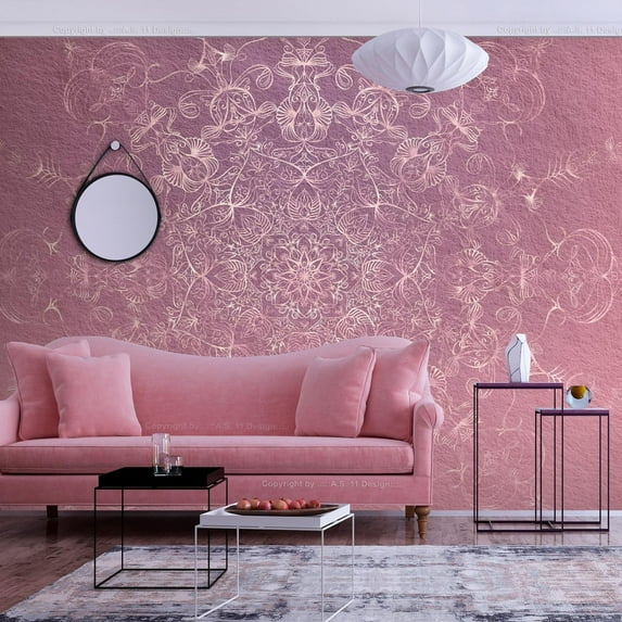 Tiptophomedecor Peel and Stick Zen Wallpaper Wall Mural - Simple Mandala Pastel - Removable Wall Decals