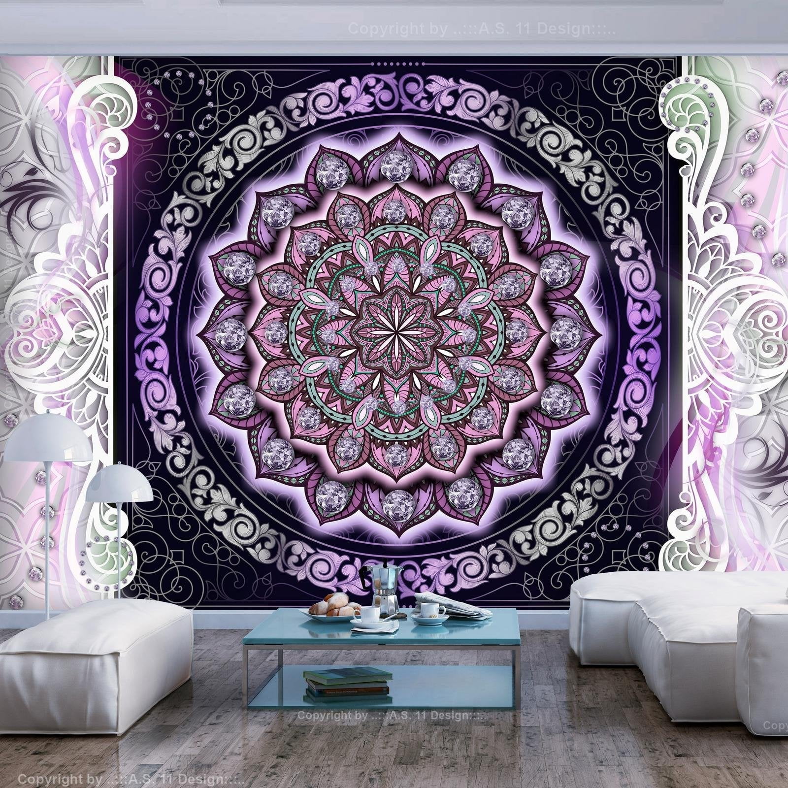 Tiptophomedecor Peel and Stick Zen Wallpaper Wall Mural Stained Glass