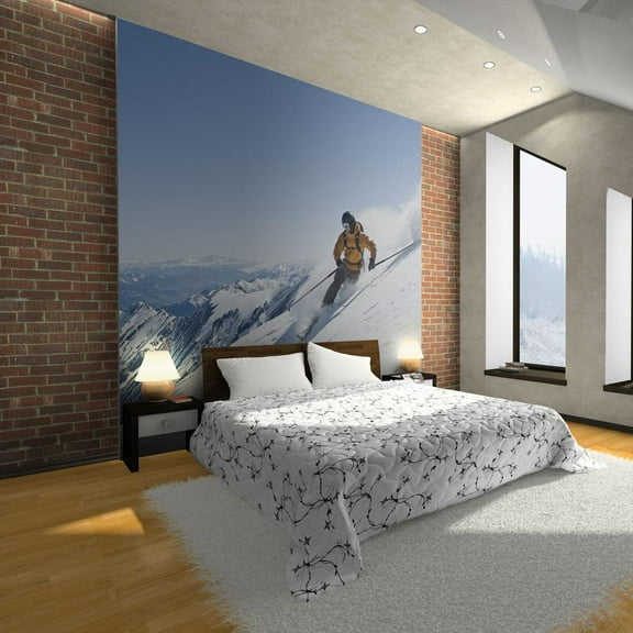 Tiptophomedecor Sports Wallpaper Wall Mural - Skiing Off Piste