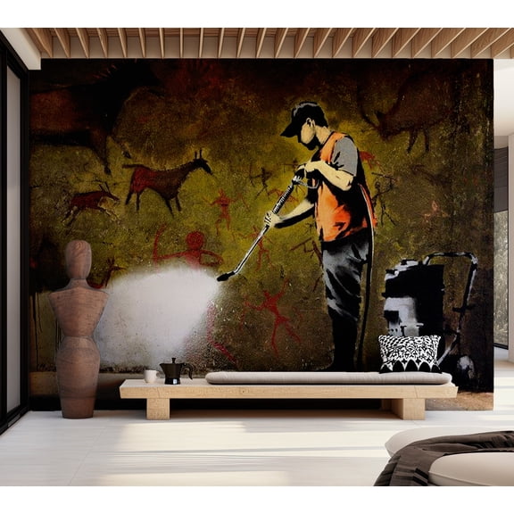 Tiptophomedecor Street Art Wallpaper Wall Mural - Banksy Cave Painting