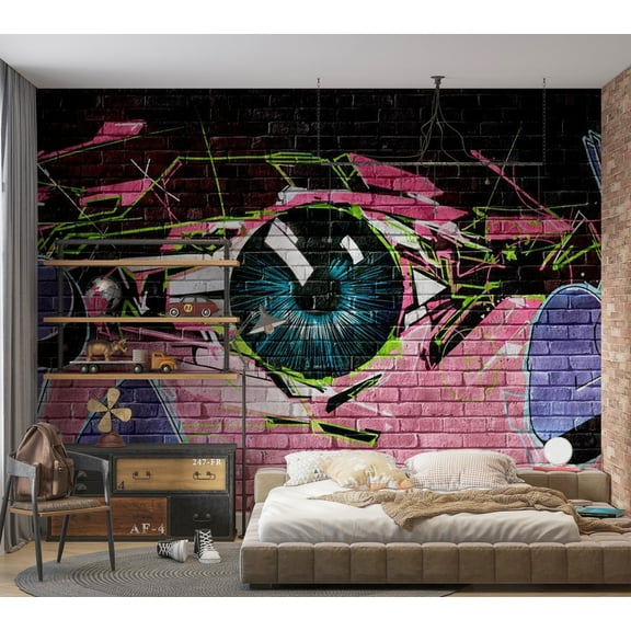 Tiptophomedecor Street Art Wallpaper Wall Mural - Eye Graffiti