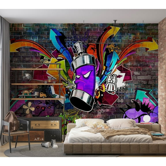 Tiptophomedecor Street Art Wallpaper Wall Mural - Graffiti Colourful Attack
