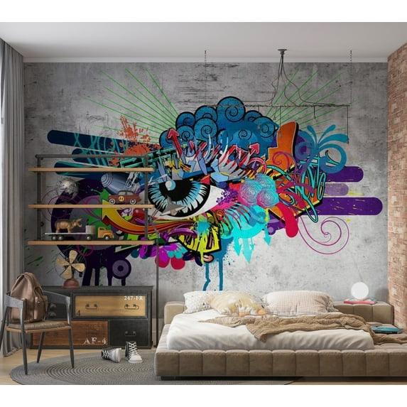 Tiptophomedecor Street Art Wallpaper Wall Mural - Graffiti Eye