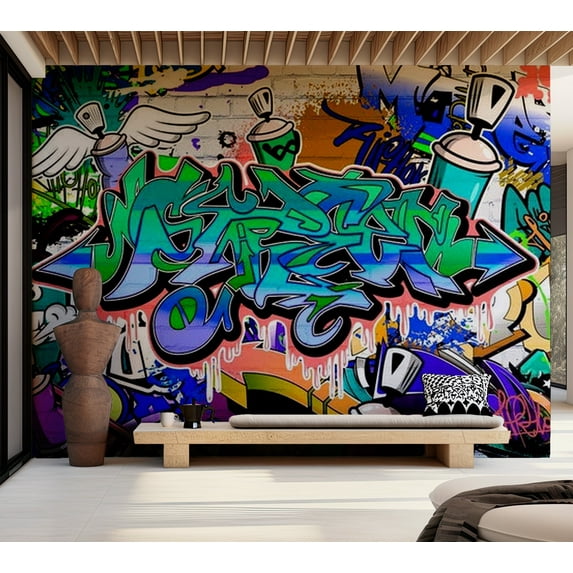 Tiptophomedecor Street Art Wallpaper Wall Mural - Graffiti In Blue