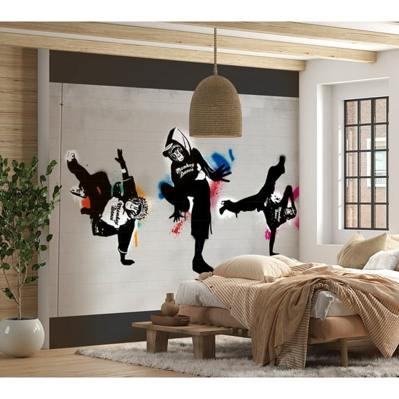 Tiptophomedecor Street Art Wallpaper Wall Mural - Monkey Dance Street Art