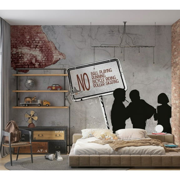 Tiptophomedecor Street Art Wallpaper Wall Mural - No Ball Playing