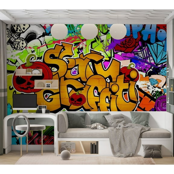 Tiptophomedecor Street Art Wallpaper Wall Mural - Scary Graffiti