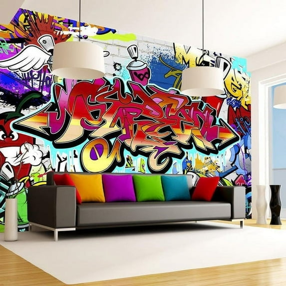 Tiptophomedecor Street Art Wallpaper Wall Mural - Street Art:Red Theme