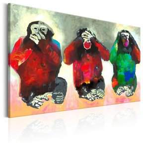 Tiptophomedecor Stretched Canvas Animal Art - Three Wise Monkeys - Stretched & Framed Ready To Hang Art