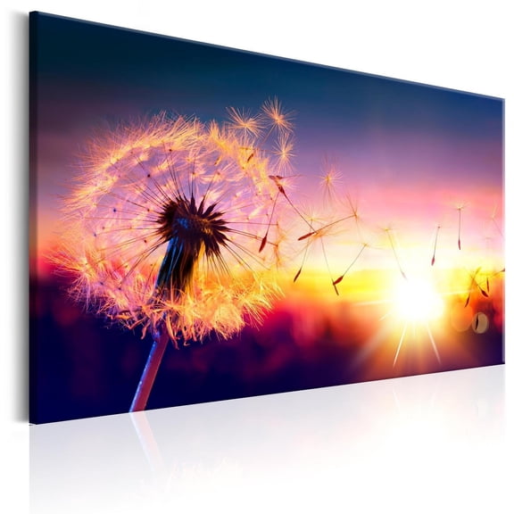 Tiptophomedecor Stretched Canvas Botanical Art - Dandelion Sunset - Stretched & Framed Ready To Hang Art