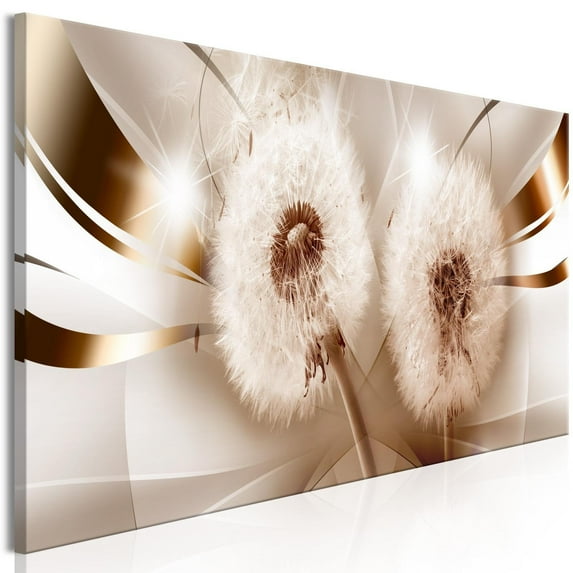 Tiptophomedecor Stretched Canvas Botanical Art - Two Dandelions Narrow - Stretched & Framed Ready To Hang Art