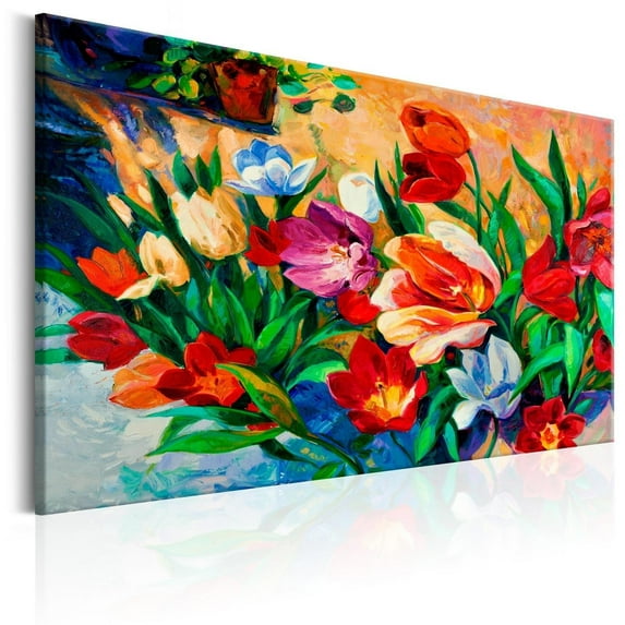Tiptophomedecor Stretched Canvas Floral Art - Art Of Colours: Tulips - Stretched & Framed Ready To Hang Art