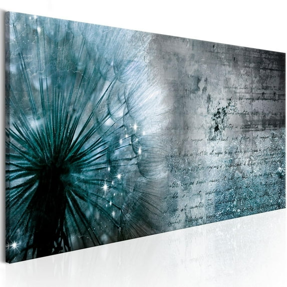Tiptophomedecor Stretched Canvas Floral Art - Blue Dandelion - Stretched & Framed Ready To Hang Art