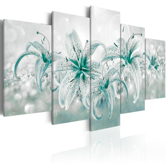 Tiptophomedecor Stretched Canvas Floral Art - Sapphire Lilies - Stretched & Framed Ready To Hang Art